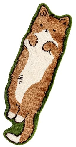 OADAA Cat Tufted Rug - 40X120cm, Cat Shaped Rug, Irregular Shaped Rugs, Washable Absorbent Non-Slip Fun Animal-shaped Cartoon Room Floor Mat, Soft Bedside Rugs for Bedroom, Cats Doormat, Style A