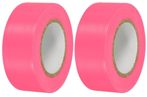 PATIKIL Nicht-Klebend Markierungsband 3.8cmx46m, 2 Stück PVC Neon-klebeband Leuchtklebeband Absperrband für Grenzen und gefährliche Bereiche, Pink