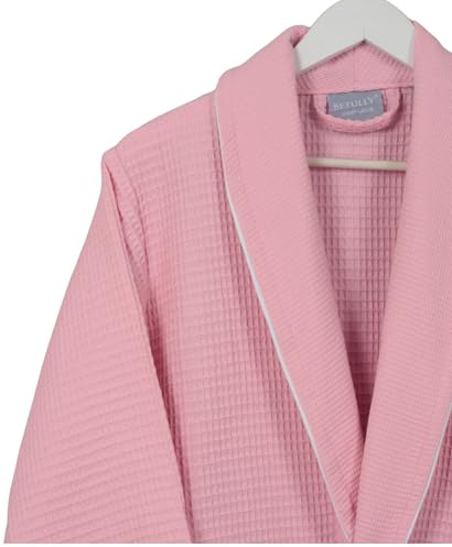 Betully Bademantel Damen & Herren 100% Baumwolle Unisex Waffelpique Frottee Morgenmantel Lang Sauna Bademäntel
