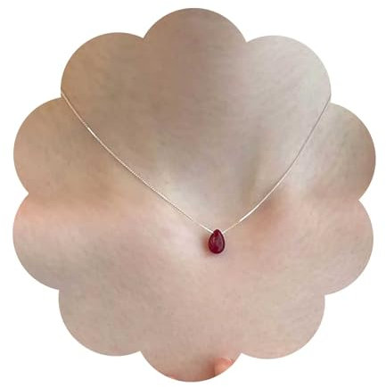 Allereya Boho Harz Wassertropfen Halskette Rote Träne Anhänger Halskette Minimalistische Edelstein Tropfen Halskette Rote Edelstein Choker Halskette Rubin Träne Halskette Schmuck Für Frauen
