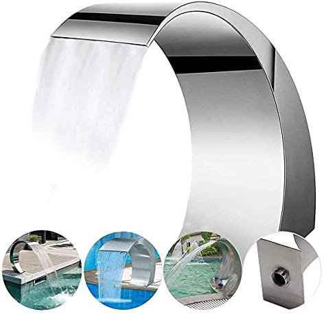 PLMNBQWE Swimming Pool Fountains, Rectangular Waterfall Pool, Garden Waterfall Pool Fountains Stainless Steel Pool Waterfall Fountains