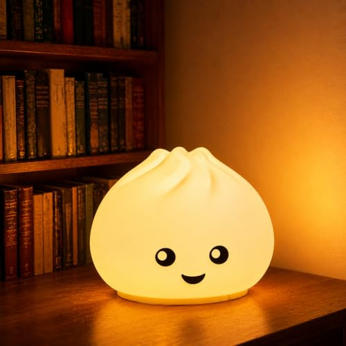 Nachtlicht Kinder, Weiche Silikon Touch Lampe mit 7 Farbwechsel LED | Wiederaufladbares Bao Bun Nachtlicht, Squishy Tischlampe für Babyzimmer, Schlafzimmer Deko & Geschenk