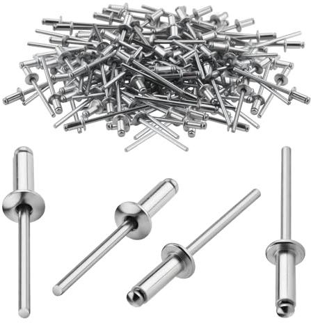 TXXATX Alu Blindnieten 4,8x10 mm Kuppelkopf Popnieten 120 Stück Nieten Silber mit Offenem Ende für Metall Holz Kunststoff Möbel Auto Marine Verbindung und Befestigung