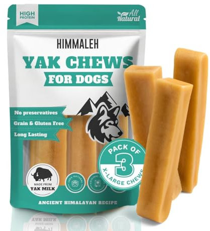 Himmaleh Yak Chews for Dogs Extra large - Yak chews for dogs XL (pack of 3) - Dog Chews Long Lasting Natural - yak milk dog chew - Toothsome Yak Bars for Dogs - Himalayan dog chews - Yak Snack
