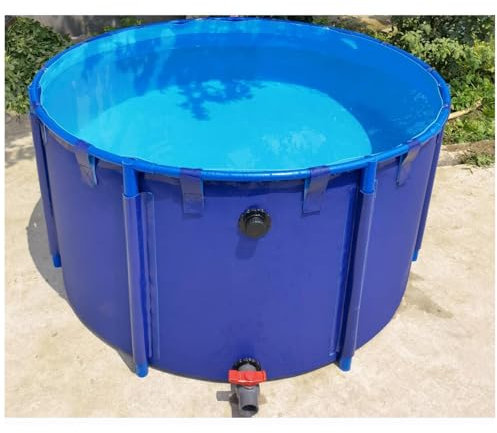 300 cm x 100 cm, runder Verdickungspool aus Segeltuch für Fischteiche, großer, zusammenklappbarer Pool über dem Boden mit Halterung für die Koi-Zucht und landwirtschaftliche Bewässerung ()