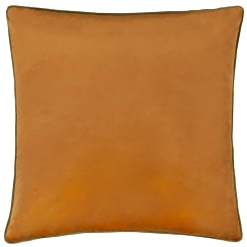 furn. Meridian Feather Filled Cushion (Ginger/Olive - 55 x 55cm) | Soft velvet cushion with contrast piping and feather filling. 55 x 55cm. Ready to style.