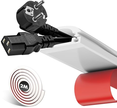 shinfly 2m White Cable Trunking Self-Adhesive for 2-3 Cords