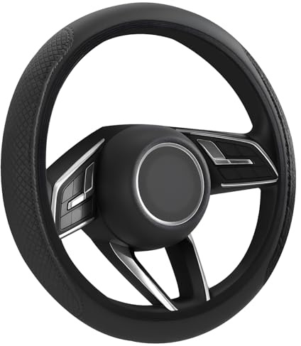 Flintronic Auto Lenkradabdeckung, Auto Lenkradbezug Kunstleder, 37-38 cm Universal Lenkradbezug Leder PU, Lenkradabdeckung für Frauen Männer, Zubehör Innenraum für 99% Auto, SUV, Lastwagen