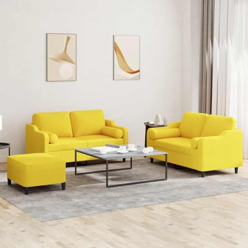 ROMHZKS Sofa Garnitur mit Hocker L-Form Eckcouch Wohnzimmer Couchgarnitur Strapazierfähiger Stoff Robustes Gestell Bequeme Sitzflächen Rollkissen Vielseitiger Fußhocker Sessel