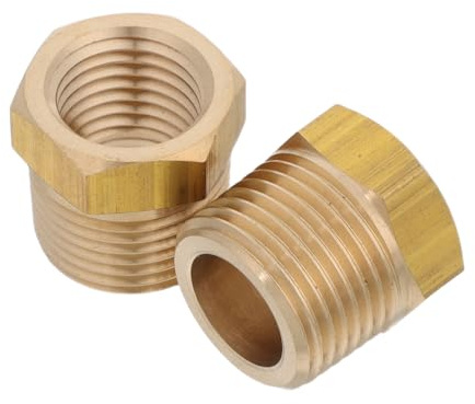 Veemoon Adaptateur Réducteur Fileté 3/8'' Bspt Mâle X 1/4'' Npt Femelle en Laiton, Douille Hexagonale, 2 Pièces, Raccords de Tuyauterie pour Plomberie et Systèmes Hydrauliques