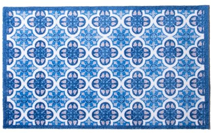 Artsy Mats - Blue Mosaic Tile Indoor Washable Doormat - Superior Absorption Non Slip Mat - Dirt Trapper Heavy Duty Floor Mat - Perfect for Hallway, Doorway, & Kitchen Mat, (80x50cm)