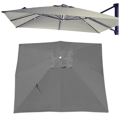 3x3.0m Toile De Rechange Pour Parasol Déporté Carré, Auvent De Remplacement Pour Parasol De Jardin Extérieur, 8 Baleines Couverture De Rechange(Gray,2.5x2.5m/8x8ft)
