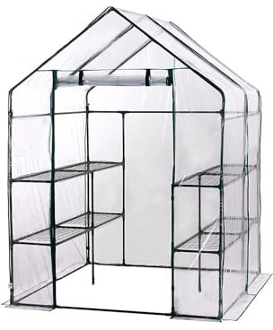 Gardiun Invernadero PVC Doble Leaf 143x143x195 cm 4 Estantes Dobles