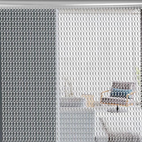 Rideau de porte anti-insectes volants à chaînettes d’aluminium de haute qualité - 90 x 210 cm, convient pour toutes les portes standard