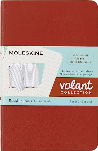 Moleskine Volant Notizhefte (liniert, Soft Cover, Pocket/A6) 2er-Set Korallrot, Aquamarinblau