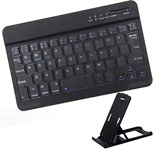 Ultra-mince Sans Fil Bluetooth Clavier 7 pouces Ultrathin Mini 7 inch Clavier Compatibilité Bluetooth 3.0 Windows/Android/iOS Système pour iPad/iPhone/Mac/Apple/Samsung/Tablettes/HP/Tablet (Noir)