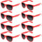 FSMILING 8 Stück Neon Sonnenbrille Rot Party Sonnenbrillen Set 80er Retro Party Brille Plastik Sonnenbrillen Pack Lustig Für Herren Damen