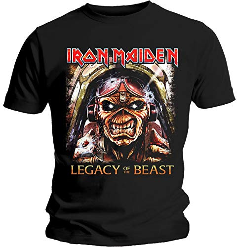 Iron Maiden T Shirt Legacy of The Beast Aces Band Logo Official Mens Black