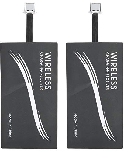 2 PCS QI Standard Type-C Universal Wireless Charger Adapter Mobile Phone Sticker Charging Receiver
