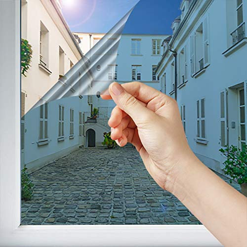 DIMEXACT - Film Anti Regard pour fenêtre à Petit vitrage vis-à-vis Proche - Bleu - 152 cm x 0.5 m - en Rouleau