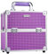 Frenessa Vanity Box Cosmetics Case Makeup Organiser Box Beauty Cosmetic Make Up Storage Case 4 Trays Lockable with Keys, Purple
