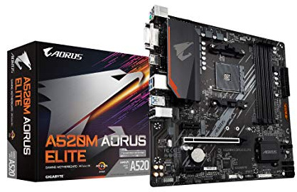 Gigabyte A520M AORUS Elite (AMD Ryzen AM4/MicroATX/5+3 Phases Digital PWM/Gaming GbE LAN/NVMe PCIe 3.0 x4 M.2/2 Display Interfaces/Q-Flash Plus/RGB Fusion 2.0/Motherboard)