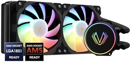Vetroo V240 Liquid CPU Cooler for Gaming Console, 240mm Addressable RGB & PWM Pump & Fans 250W TDP AIO Water Cooler w/Controller Hub for Intel LGA 1700/1200/115X AMD AM5/AM4