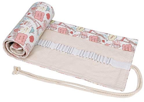 MengH-SHOP Leinwand Stifterolle 72 Löcher Buntstifte Federmäppchen Tragbar Verpackungshalter Bleistift Wrap Kasten Bleistifthalter für Schule Studenten Künstler (Eisenturm-Stil)