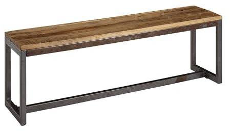 FineBuy Esszimmerbank 120 x 46 x 45 cm Mango Massivholz/Metall Holzbank Vintage, Esstischbank Massiv ohne Rücken-Lehne, Küchenbank Essbank Klein