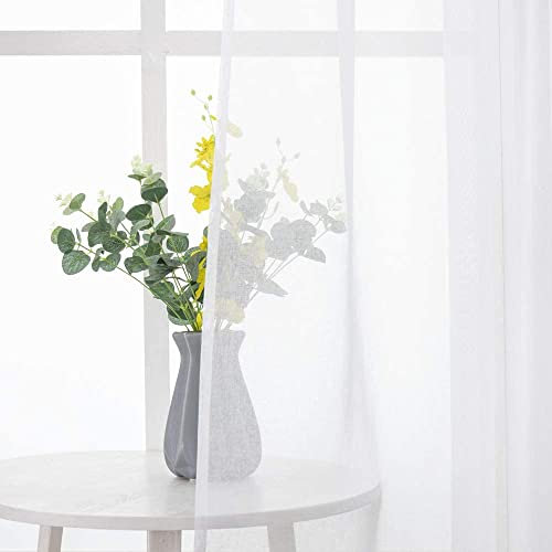 MIULEE 2er Set Sheer Voile Vorhang Stangedurchzug Transparente Gardine aus Voile Polyester Fensterschal Transparent Wohnzimmer Luftig für Schlafzimmer 140 X 280 cm (B x H), Rod Pocket Weiß