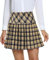 Damen College Style Elastische High Taille Plissee Mini Rock A-Linie Tartan Röcke mit Unterhosen(XXL, 19)