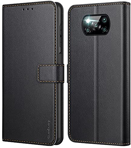 Ganbary Funda Compatible con Xiaomi Poco X3 Pro / X3 NFC, Funda Movil Carcasa PU Cuero con Ranura para Tarjeta, Cierre Magnético, Función de Soporte para Xiaomi Poco X3 / X3 Pro, Negro
