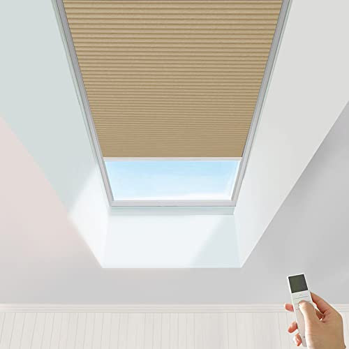 TIPIACE Hard-Wired Motorized Cellular Shades Honeycomb Tende Full Blackout waterproof Tessuto Shades per il lucernario, Personalizza la dimensione (Caffè 93021H W60 X L 120CM)
