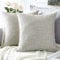 Artscope 2er Set Kissenbezug Einfarbig Wurfkissenbezug Leinen Kissenbezüge Moderne Dekokissen Kissenhülle Set Kissen Fall für Sofa Schlafzimmer Zuhause Dekor Khaki, 60x60cm