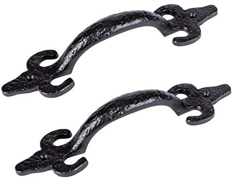 Hammer and Tongs - Antique Fleur De Lis Door Handle - H205mm - Black - Pack of 2