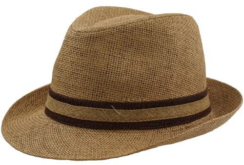 Sombrero Paja Hombre Mujer Fedora Borsalino Trilby Gorra Panamá Verano Playa ala Corta Moda Unisex (LU03047, 58cm)