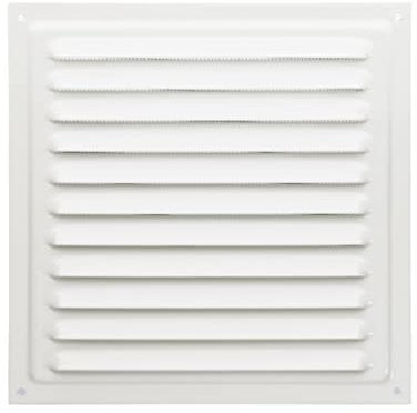Griglia di ventilazione in metallo, 20 x 20 cm, per interni ed esterni, montaggio con protezione dagli insetti, robusta, resistente alle intemperie (20 x 20 cm, colore bianco)