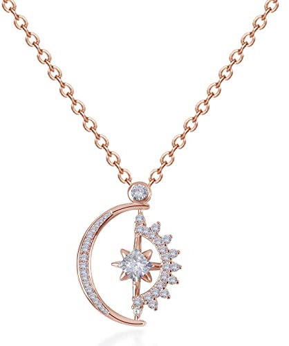 choice of all To My Badass Squad Necklace Fidget Sun Moon Necklace for Friends Rotate Moon Around Sun Necklace for Womens (Rose Gold)