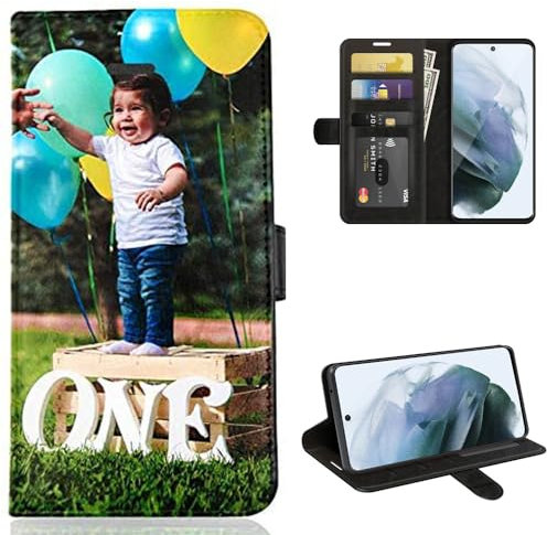 Fulvit Handyhülle Kompatibel mit Samsung Galaxy S21 FE 5G/4G -Klappetui Hülle aus Kunstleder selbst gestalten -lhr Individuelle Design personalisierte Foto Bedrucken eigene Bild,für Galaxy S21 FE