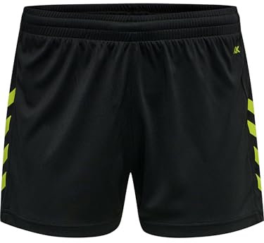 Hummel Damen Hmlcore Xk Poly Woman Shorts, Black/Lime Popsicle, L EU