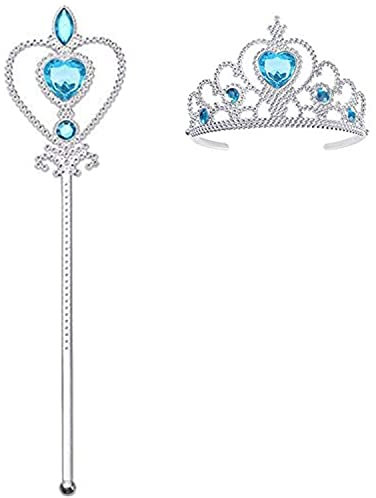Couronne de Diadème et Baguette de Fée, 2 pièces Accessoires de Fête d'habillage de Princesse avec Baguette Magique et Couronne de Diadème pour le Jeu de rôle lors d'une fête d'Halloween pour Fille