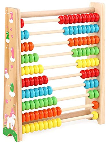 Abakus,Holz Rechenschieber,Holzspielzeug Baby,Montessori Spielzeug,Mathematik mit 100 Holzperlen Kinderspielzeug Motorikspielzeug Lernspielzeug Geschenke für Kinder
