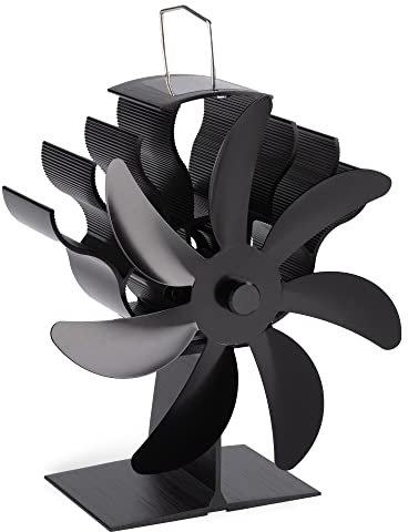 BUICXJKZ Log Burner Fan 7 Blade - Heat Powered Wood Stove Fan, Silent Operation, Energy Saving for Fireplace/Log Burner/Woodburner (T-Shaped Base)