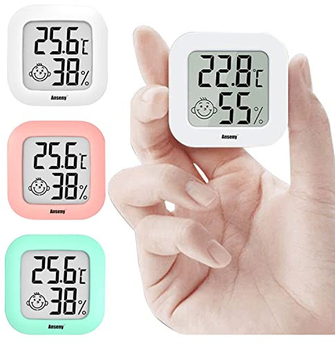 Canzoon Mini Termómetro Higrómetro Digital 3PCS Termohigrómetro Interior y Exterior Medidor de Temperatura y Humedad Profesional para Casa, Oficina, Dormitorio, Habitación de Bebé