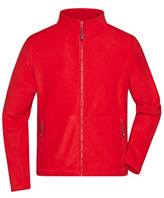 James & Nicholson Herren Microfleece Jacke - Klassisch geschnittene Jacke aus pillingfreiem Microfleece | Farbe: red | Grösse: M
