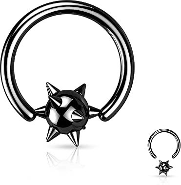 Treuheld® Klemmkugelring mit Stachel-Kugel | 3 Farben [02.] schwarz