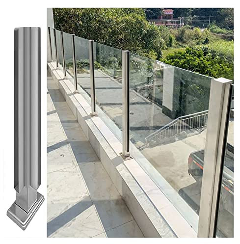 Glas Geländerpfosten Terrassentreppe Glasgeländer Vierkantpfosten aus Edelstahl, Vertikales Glasgeländer Klemme , Windschutz Panels Unterstützung Säulen für Plattform Korridor ( Color : Corner post ,