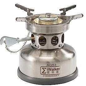 IWALKER AG53 Alcohol/Gasoline Dual Fuel Camping Backpacking Stove | Outdoor Gasoline Stove/Alcohol Stove Silent Burner | With Spare Valve Parts for Hiking Travel Picnic Emergency