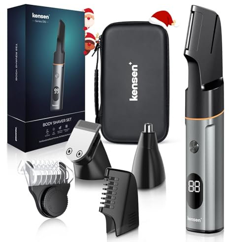 Kensen Manscape Body Hair Trimmer Men, Body Groomer for Private Parts & Pubic Hair Electirc Razor for Men, Wet and Dry Ball Shavers with LED Display, Beard Nose Trimmer Rechargeable Intimate Shaver