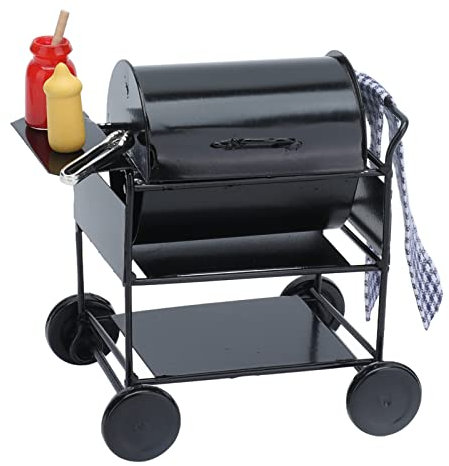 Bagima Miniatur-Grill-Set, 1:12, Emaille, Schwarz, Realistisch, Garten, Grillset, Metall